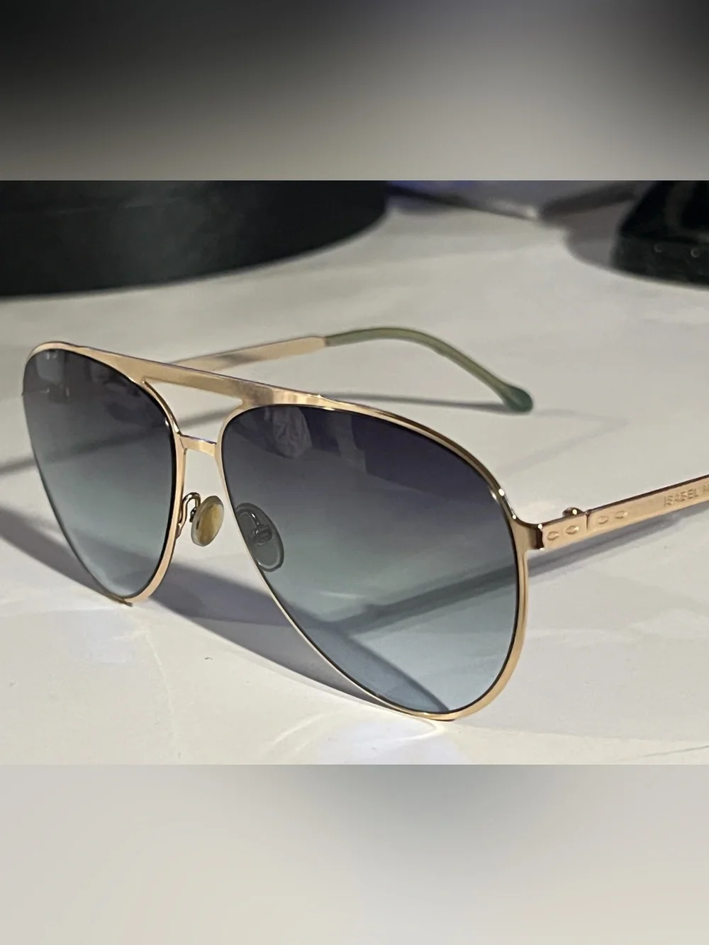 Isabel Marant Gold Aviator Sunglasses with Gray light bluish Gradient Lenses